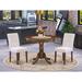 East West Furniture Kitchen Set Consists of a Round Kitchen Table and Chairs, Antique Walnut (Pieces Options)