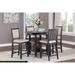 5PC Counter Height Dining Set with Round Dining Table and Shelves & Upholstered Dining Chairs, for Living Room, Black