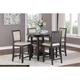 5PC Counter Height Dining Set with Round Dining Table and Shelves & Upholstered Dining Chairs, for Living Room, Black