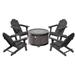 36 in. 5-Piece Metal Patio Fire Pit Set, Fire Pit Table and Adirondack Chairs with Cup Holder and Umbrella Holder