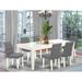 East West Furniture Dining Table Set Contains a Rectangle Kitchen Table and Chairs, Linen White (Pieces Options)