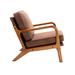Wooden Frame Armchair Coffee Tech Cloth Accent Chair Padded Seat Lounge Chairs Club Chairs with Cushion Back and Wooden Arms