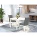 East West Furniture Dining Table Set Consists of a Square Dining Table and Chairs, Linen White (Pieces Options)