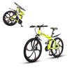 26 Inch Folding Mountain Bike, 21 Speed Full Suspension Bicycle w/High-Carbon Steel, Dual Disc Brake Quick Release tire MTB