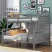 Elegant Twin over Full Bunk Bed with Inclined ladder and Safety Full-length Guardrail, Space-saving, Perfect for Bedroom, Gray