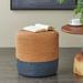 Brown Magnesium Oxide Two-Toned Garden Stool with Black Base and Woven Inspired Design