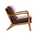 Wooden Frame Armchair Modern Accent Chair Padded Seat Lounge Chairs Club Chairs with Cushion Back and Wooden Arms