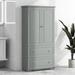 Freestanding Bathroom Organizer Side Storage Cabinet Pantry Cupboard with 2 Darwer and 2 Door, Floor Wardrobe, Grey