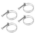 4pcs Double Steel Wire Stainless Steel Hose Clamps Water Pipe Clips Tube Clamps