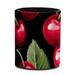 OWNTA Cherry Pattern PVC Leather Cylinder Pen Holder - Pencil Organizer and Desk Pencil Holder Lined with Flannel 3.9x3.1 Inches
