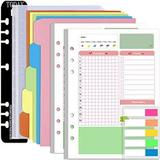 Rancco A5 Planner Inserts Daily Planner Refills 90 Pages Colorful 6-Ring Loose-leaf Binder Planner Inserts w/Divider PVC Pouch Ruler Index Tab for Journal Filofax Double-sided Undated 8.3x5.6