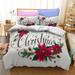 Christmas Duvet Cover Set 3 Pieces Red Reindeer Christmas Trees Comforter Cover with Zipper Closure Soft Microfiber Festival Bedding Sets(No Comforter)