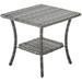 xrboomlife Patio Table Outdoor - Rattan Wicker Coffee Table with 2-Tier Rectangle for Outdoor Patio Porch Deck Balcony Garden(Mixed Grey/Wicker Top)