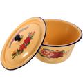 3 Count Fridge Practical Vintage Enamel Washing Basin Chinese Style Basin Storage Enamel Container