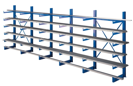 PROREGAL Kragarmregal-Set K 1000 einseitig | Grundregal | HxBxT 200x625x2x500cm | Tragkraft je Arm 200kg | Enzianblau Image