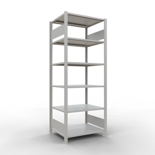 PROREGAL Büro-Fachbodenregal MULTIplus150 Stecksystem ohne Mittelanschlag | Grundregal | Fachlast 150kg | 200x75x60cm | Beidseitig nutzbar | Lichtgrau Image