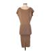 Banana Republic Casual Dress - Midi Scoop Neck Short sleeves: Brown Print Dresses - Women's Size X-Small