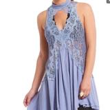 Free People Tops | Free People Tell Tale Heart Tunic Blue Small New | Color: Blue | Size: S