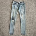 Free People Jeans | Free People Distressed Straight/Tapered Leg Jeans | Color: Blue | Size: 26
