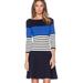 Kate Spade Dresses | Kate Spade Striped Scuba Sweater Dress Blue Black White Xs Euc | Color: Black/Blue | Size: Xs