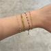 Anthropologie Jewelry | Dainty Gold And Pink Beaded Look Adjustable Bracelet Delicate Jeweled Chain | Color: Gold/Pink | Size: Os