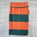 Lularoe Skirts | Lularoe Womens Cassie Pencil Skirt Sz Medium Green Orange Stripes | Color: Green/Orange | Size: M