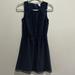 J. Crew Dresses | J.Crew Women Navy Metallic Gold Dot Dress Sleeveless Navy Size 0 Zipper Flare | Color: Blue/Gold | Size: 0