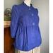 Anthropologie Jackets & Coats | Anthropologie Elevenses : Linen Puff Sleeve Jacket | Color: Blue | Size: 4