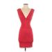 Guess Cocktail Dress - Bodycon V-Neck Sleeveless: Red Print Dresses - Women's Size X-Small