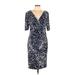 Lauren by Ralph Lauren Casual Dress - Wrap: Blue Print Dresses - Women's Size 12