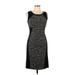 Yoana Baraschi Cocktail Dress - Sheath Scoop Neck Sleeveless: Black Marled Dresses - Women's Size 8