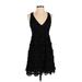 Nanette Lepore Casual Dress - Mini V-Neck Sleeveless: Black Print Dresses - Women's Size 2