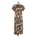 TWO by Whit Casual Dress - Midi Crew Neck Short sleeves: Brown Dresses - Women's Size X-Small