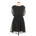 Fun & Flirt Casual Dress - Mini Crew Neck Short sleeves: Black Print Dresses - Women's Size Large