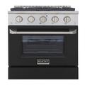 Kucht Pro-Style 30 in. 4.2 cu. ft. 4-Burner Freestanding Gas Range w/ Convection Oven, Stainless Steel in Black | 40 H x 30 W x 28.875 D in | Wayfair