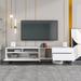 Contemporary TV Stand for 80-inch TVs - Double Storage Space, Modern Minimalist Style, Drop Down Doors, Cable Management