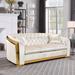 European Inspired Velvet Chesterfield Sofa Set - Luxury 3-Seat Couch with Gold Stainless Accents, High-End Design