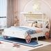 Princess Carriage Platform Bed with Canopy and 3D Carving Pattern