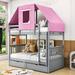 Harper Orchard Lumberton Twin over Twin Bunk Bed w/ Drawers in Pink/Gray | 90.9 H x 41.6 W x 78.3 D in | Wayfair 90322E13976C47A2BB4F6DEA0EC820F9