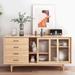 Latitude Run® Solid wood sideboard & multi-functional storage cabinet Wood in Brown | 31.5 H x 62.99 W x 16.54 D in | Wayfair