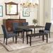 Classic 6-Piece Dining Table Set with Rectangular Iron Dining Table and Upholstered Chairs & Wooden Bench, for Dining Room