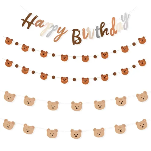 Ins niedlichen Bären alles Gute zum Geburtstag Banner Girlande 1. Kinder Jungen Teddybär Geburtstags