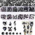 BELICEY Nail Rhinestones Kit 800PCS Multi-Shape Rhinestones for Nail Crystals Decoration Nail Hearts Butterfly Charm Nail Dimond Gems Stone for Nail Art Jewels DIY Crafts Clothing (Grey)