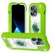 for iPhone 15 Pro Case with Ring Stand Heavy Duty Military Grade Rugged Shockproof Silicone Rubber Magnetic Kickstand Holder Case for Women Girls For iPhone 15 Pro Green+White