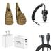 Travel Bundle for Samsung Galaxy S24+ Plus Tactical Storage Sling Backpack Tempered Glass Screen Protector 40W Car Charger Power Adapter 3-Port Wall Charger USB C to USB C Cable (Khaki Brown)