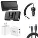 Travel Bundle for Samsung Galaxy S24 Ultra Belt Holster Clip Carrying Pouch Case Tempered Glass Screen Protector 40W Car Charger Power Adapter 3-Port Wall Charger USB C to USB C Cable (Black)