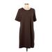 Old Navy Casual Dress - Shift Scoop Neck Short sleeves: Brown Stripes Dresses - Women's Size Large