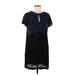 Lucky Brand Casual Dress - Shift Keyhole Short sleeves: Black Print Dresses - Women's Size Medium