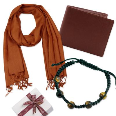 Ideal Gentleman,'Men's Handcrafted Brown and Black Curated Gift Set'