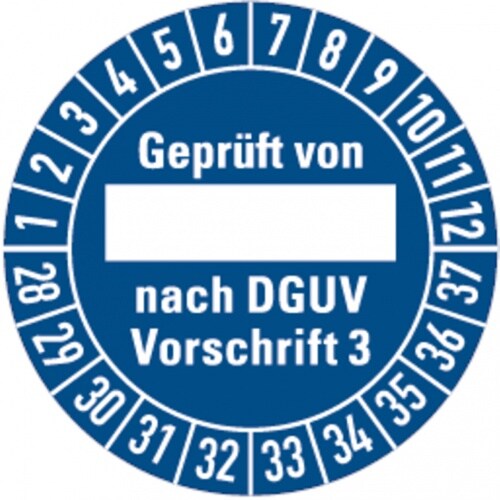Dreifke® Prüfplakette Geprüft von, nach DGUV Vorschrift 3 ab 28 - 30 mm Folie selbstklebend, 10 St Image